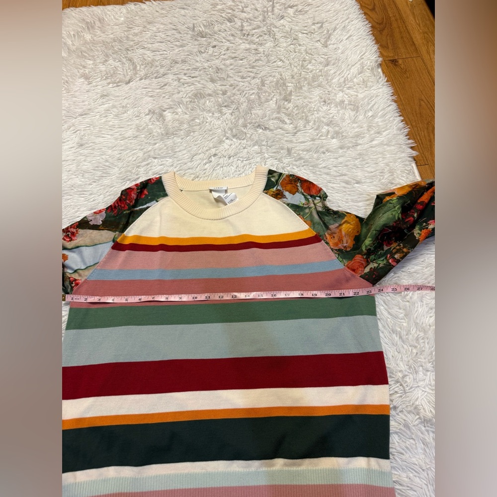 Akris Punto Cactus Blossom Stripe Print Wool Sweater Knitwear Intarsia Floral - Picture 11 of 13